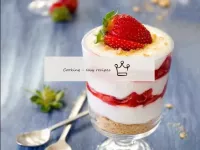 Strawberry parfait with cream and cream cheese in ...