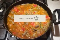 Pour hot water over the meat with the vegetables t...