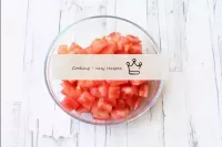 Peel the tomatoes and cut into small cubes. How to...