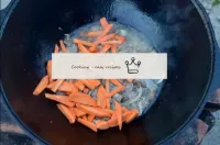 Add the carrots to the cauldron and fry everything...