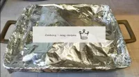 Cover with foil on top and put in an oven heated t...