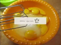 Whisk eggs with sugar...