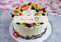 Garnish the finished cake with any fruits or berri...