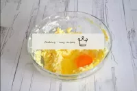 Without stopping to beat, add one egg, stirring th...