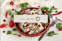 Rustic pork wedding salad with onions...