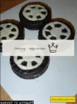 Wheels are made from chocolate cookies and glued t...