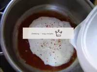 Mix tomato paste, sour cream and water, season wit...