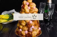 Crocembouche cake made of profiterols is ready!...