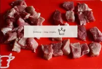 We cut the meat into small pieces measuring about ...