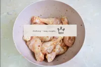 Place the chicken shins in a bowl and coat them th...