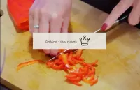 Cut half of the bell pepper into thin rings, then ...