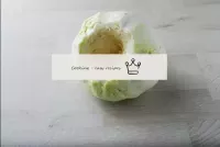 In the head of cabbage, cut the middle with a knif...
