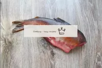 Remove the head and insides of the pink salmon. Ri...