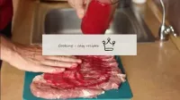 Spread the sauce on the surface of the meat, ...