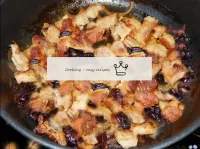 Send prunes to the meat in the pan, pour in some w...