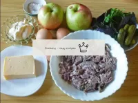 How to make beef salad with apples? Prepare the ne...