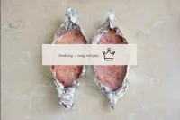 Wrap the foil around a piece of meat in the form o...