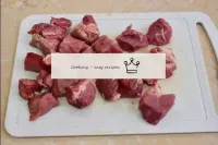 At this time, cut the meat into medium-sized piece...