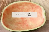 Using a spoon, scrape the pulp from the watermelon...