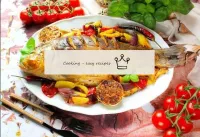 Carp baked in the oven with vegetables...