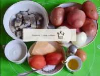 Products for cooking Potato pie with herring. Raw ...
