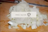 Now mince. One onion is cut into cubes. ...