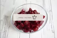 Cut the beetroot into cubes, too. ...