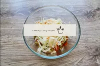 Squeeze sauerkraut from brine, and cut if it is ve...