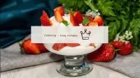 Strawberries with cream, dessert in creme...