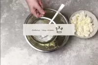 Add the curd to the cream by wiping it through a s...