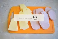 Cut the ham and cheese into thin slices before sta...