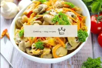 The salad with Korean carrots and mushrooms is inc...