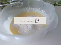 Take a third of the flour (pre-sifted), add a teas...