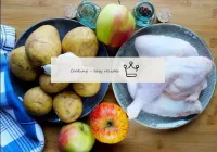 How to bake chicken with potatoes and apples in th...