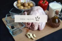 How to bake chicken with potatoes and garlic in th...