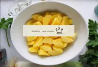 Peel the potatoes, rinse in clean water and dry. C...