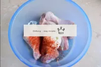 Rinse the chicken shins in running water and dry w...