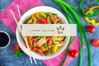 Chicken with vegetables in sour sweet sauce...