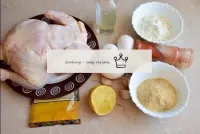 鍋でパン粉で鶏を揚げる方法は？このために必要な成分を準備します。鶏肉のどの部分からでも調理できます。...