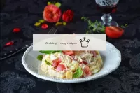 Our simple chicken breast, cheese and tomato salad...