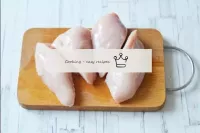 Cut the chicken breasts diagonally. If the breasts...