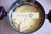 Remove the thickened cream from the heat and add b...