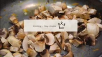 Chop and fry the peeled and washed champignons wit...