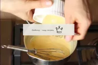 Transfer the swollen gelatin to a hot custard base...