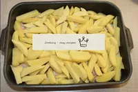 Mettre les pommes de terre coupées dans la couche ...