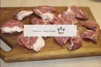 Wash the pork, dry, cut into 1cm-thick pieces, lik...