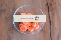 Peel and chop the carrots. I have small carrots, s...