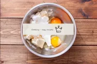 In a deep bowl, mix softened margarine, eggs and p...