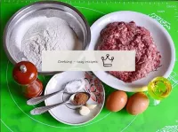 Products for cooking Minced meat chops in batter. ...