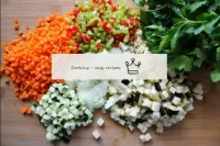 Cut all vegetables into small cubes (try to make t...